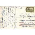 1923 Kiskunmajsa, Vasútállomás, gőzmozdony, vasutasok. Schwarz Arthur kiadása (EB)