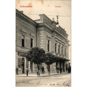 1908 Székesfehérvár, Színház, Berveiler János szabó üzlete (fl)