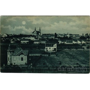 Szombathely, látkép, villa este holdfényben - panorámalap egyik fele (fl)