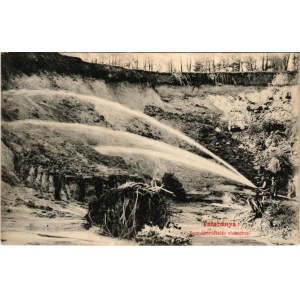 1909 Tatabánya, Iszaptömedékelés vízsugárral, bánya (EK)