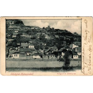 1902 Kolozsvár, Cluj; Fellegvár és Rákóczy út, Kis-Szamos / Somesul Mic riverside (b)
