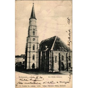 1902 Kolozsvár, Cluj; Szent Mihály templom. Fuhrmann Miklós kiadása / Catholic church (fa)