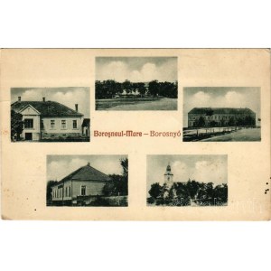 Nagyborosnyó, Borosnyó, Borosneu Mare; mozaiklap / multi-view postcard. Foto Adler Brasov (gyűrődés / crease)