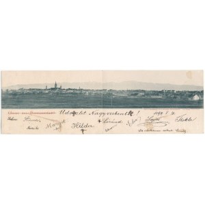 1898 Nagyszeben, Hermannstadt, Sibiu; látkép. 2-részes kihajtható panorámalap. G.A. Seraphin, Jos. Drotleff / general view. 2-tiled folding panoramacard (fl)