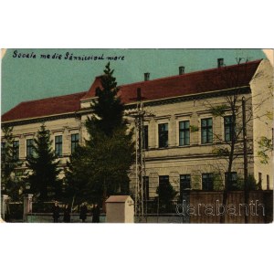 Nagyszentmiklós, Sannicolau Mare; Scoala medie de baeti si fete Principele Carol / Zárda, Herceg Carol polgári iskola / street view, school (EB)