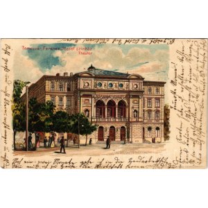 1900 Temesvár, Timisoara; Ferenc József színház. Corvina könyvkereskedés kiadása / theatre. litho (Rb)