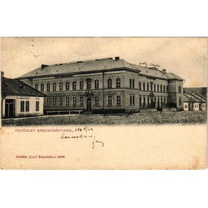 1906 Breznóbánya, Brezno nad Hronom; M. kir. polgári iskola. Kreisler József kiadása / school (gyűrődés / crease)