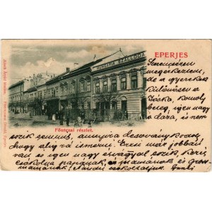 Eperjes, Presov; Fő utca, Hungária szálloda, kávéház és étterem. Kósch Árpád kiadása, Fénynyomat Divald / main street, hotel, café and restaurant (fa)