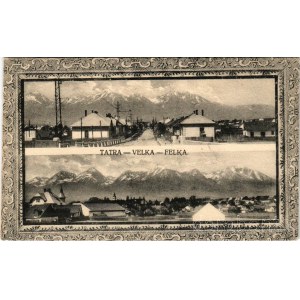 Felka, Velká (Poprád, Tátra, Magas-Tátra, Vysoké Tatry); látkép télen / view in winter. Art Nouveau frame