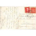 1933 Galánta, Galanta; Fő utca, templom, takarékpénztár, üzletek / main street, church, savings bank, shops (EK)