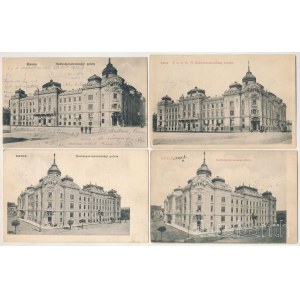 Kassa, Kosice - 4 db RÉGI város képeslap: hadtestparancsnoksági palota / 4 pre-1945 town postcards: K.u.K. military headquarters