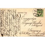 1899 Kassa, Kosice; Forgács (Forgách) utca, székesegyház, üzletek. Nyulászi Béla kiadása, szecessziós litho keret címerrel és lóherével / street, cathedral, shops. Art Nouveau, litho frame with coat of arms and clovers (EK)