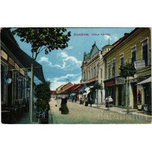 1918 Komárom, Komárno; Otthon kávéház, Deutsch Adolf, Schlesinger Péter üzlete. Spitzer Sándor kiadása / café, shops (EK)