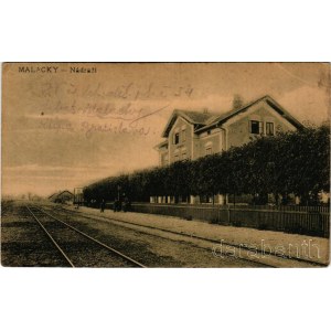 1921 Malacka, Malacky; Nádrazi / vasútállomás. A. Wiesner kiadása / railway station (EB)