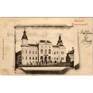1902 Rózsahegy, Ruzomberok; Városháza. Fischer M. kiadása / town hall (fl)