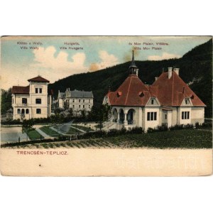 1906 Trencsénteplic, Trencianske Teplice; Wally, Hungaria és Mon Plaisir nyaralók. Hermann Seibt / villas, spa (fl)