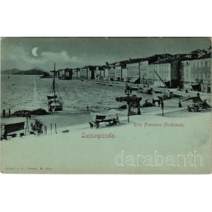 Mali Losinj, Lussinpiccolo; Riva Francesco Ferdinando / quay at night in moonlight. Stengel &amp; Co. (EK)