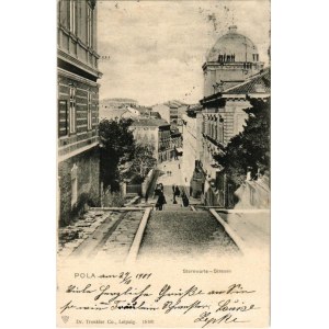 1901 Pola, Pula; Sternwarte-Strasse / street view. Dr. Trenkler &amp; Co. (EM)