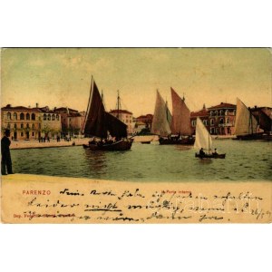1909 Porec, Parenzo; Il Porto interno / kikötő / port. Dep. Federico Greatti (EK)