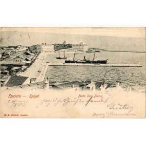 1905 Split, Spalato; Molo San Pietro / pier, steamship. G. A. Milisich (EK)