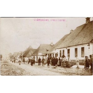 1906 Dombó, Dambu, Dubove (Máramaros); utca részlet, üzletek, K.u.k. katonák / street view, shops, K.u.k. soldiers. Kabát Emil (Máramarossziget) photo
