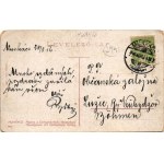 1916 Munkács, Mukacheve, Mukachevo, Mukacevo; Fő utca, Csillag kávéház terasza vendégekkel és pincérekkel / main street, café terrace with guests and waiters (EM)