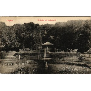 1915 Nevicke, Nevytske, Nyevicke (Ungvár, Uzhhorod, Uzhorod); Neviczkei vár, park részlet. Völgyi József kiadása / castle park (EK)
