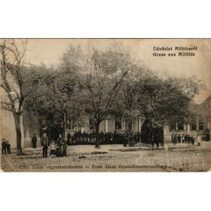 Militics, Rácz-MIlitics, Srpski Miletic; Ernst Jakab üzlete / Gemischtwarenhandlung / shop of Ernst (szakadás / tear)