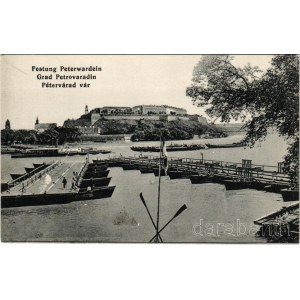 Újvidék, Novi Sad; Pétervárad vár, hajóhíd. Milan Ivkovic kiadása / Grad Petrovaradin / Festung Peterwardein / castle, fortress, pontoon bridge (felületi sérülés / surface damage)