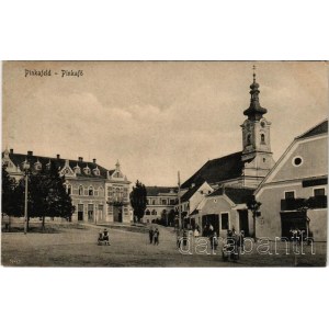 Pinkafő, Pinkafeld; templom, üzletek. Karl Strobl kiadása / church, shops (EB)