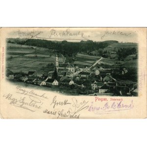 1903 Pingau (Steiermark), general view, church. Alois Pelnitschar (fa)
