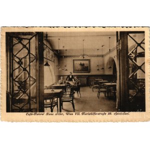 1916 Wien, Vienna, Bécs; Café-Meierei Hans Siller, Spiel-Saal. Mariahilferstraße 22. / café, interior, game room with guests and waiter (EK)