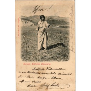 Bosnien, Bettelnde Zigeunerin / Bosnian folklore, Gypsy beggar lady. J. Studnicka &amp; Co. (Sarajevo) (EB)