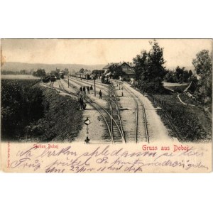 1901 Doboj, Station / railway station, train, locomotive. Joh. Streitz (fl)