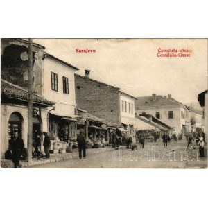 1906 Sarajevo, Cemalusa ulica / Cemalusa-Gasse / street view, bazaar, shops (wet corner)
