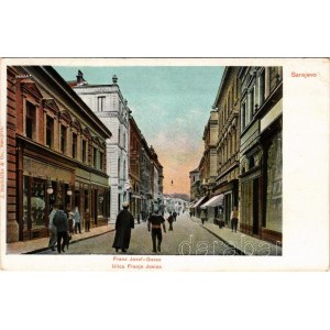 Sarajevo, Franz Josef-Gasse / Ulica Franje Josipa / street view, shops. J. Studnicka &amp; Co. (EK)