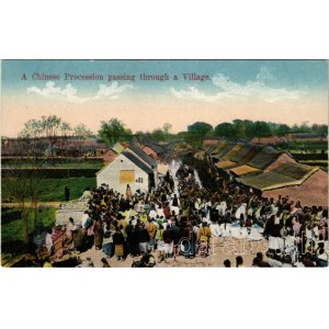 A Chinese Procession passing through a village. Chrom. Edit. Kingshill (Shanghai)