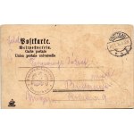 1915 Grodków, Grottkau; Bahnhof / railway station. Ernst Neugebauer Art Nouveau, litho with Emb. apples + Reserve-Lazarett Grottkau (cut)