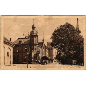 1915 Grodków, Grottkau; Kaiserliches Postamt / post office. Erich Seifert + Reserve-Lazarett Grottkau (cut)