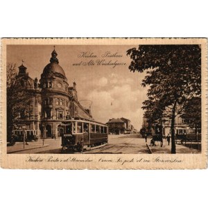 1917 Kraków, Krakau; Poczta i ul. Starowislna / Posthaus und Alte Weichselgasse / street view, post office, trams (fA)