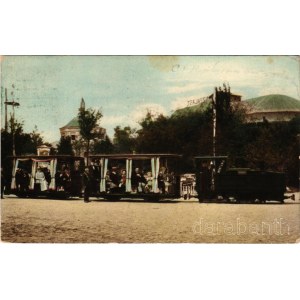 1914 Leipzig, Weltausstellung für Buchgewerbe und Graphik. Leipzig 1914. Ausstellungsrundbahn. Offizielle Ansichtskarte Nr. 42. / World Exhibition of Printing Arts and Graphics in Leipzig, exhibition's circular track with locomotive, train (r)