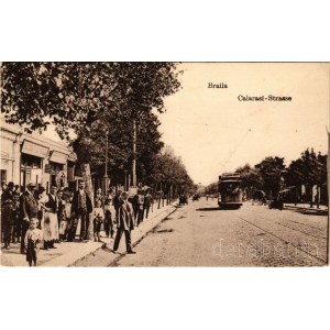 1917 Braila, Calarasi-Strasse / street view, tram, shops + Deutsche Feldpost (EK)