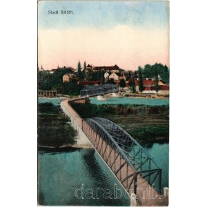 Brezice, Rann; view with bridge and castle (fl)