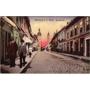 Maribor, Marburg; Burggasse / street view, shops. Verlag M. Letonya (fl)