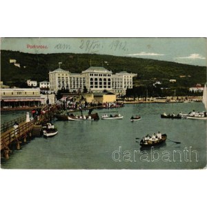 1912 Portoroz, Portorose; E. Fink Photograph / hotel, beach, port (worn corners)