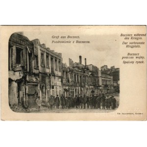 Buchach, Bucsacs, Buczacz; während des Krieges, der verbrannte Ringplatz / during the war, the burnt down main square, ruins (Rb)