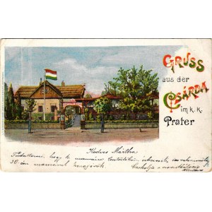 1900 Wien, Vienna, Bécs; Gruss aus der Csárda im k. k. Prater / Magyar étterem a bécsi Práterben / Hungarian Restaurant in the amusement park (EB)