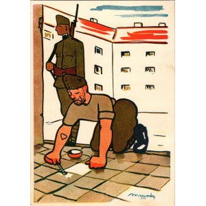 Humoros magyar katonai művészlap. Kiadja Bruck Mihály / Hungarian military art postcard s: Magyarász (EK)