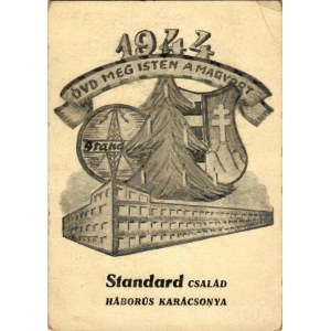 1944 Óvd meg Isten a magyart. Standard család háborús karácsonya. Standard Rádió második világháborús katonai karácsonyi üdvözlőlapja / Hungarian radio's WWII military Christmas greeting card, advertisement (non PC) (EB)