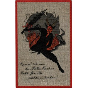 1912 Üdvözlet a Krampusztól! / Krampus greeting art postcard. Emb.